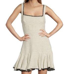 ANTONIO MELANI Aubriella Tweed Ivory Mini Dress Blk Accents Gold Flecks Nwt Sz 8